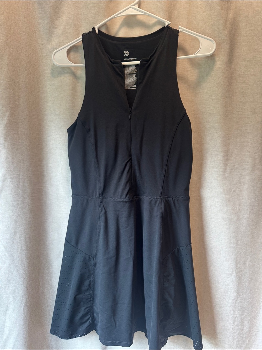all in motion Black Sleeveless Athletic Zip-Front Dress